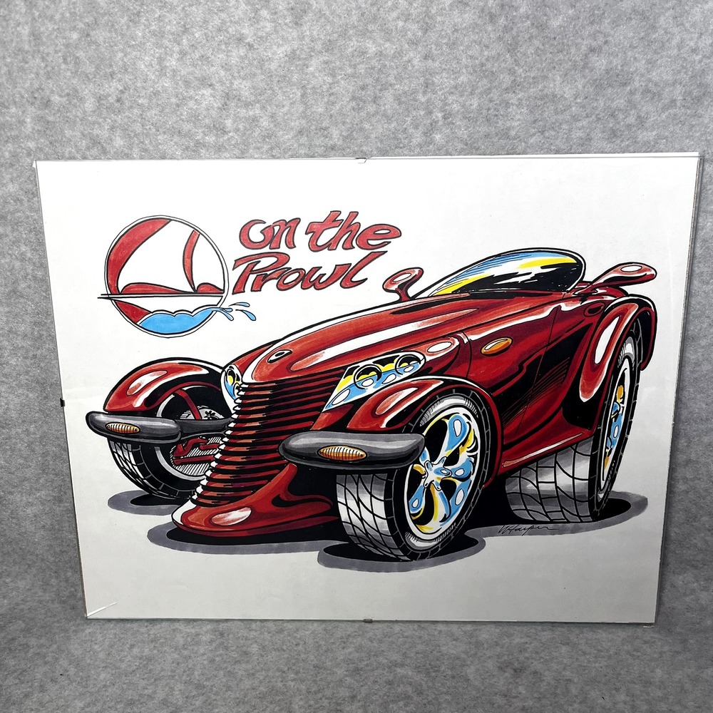 On the Prowl Hot Rod Car Art Print Signed William "Bill" Harper Illustration